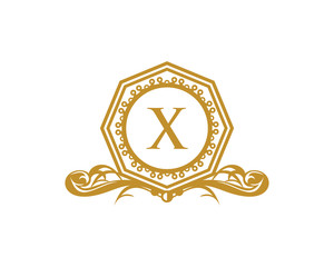 Royal Hexagon Letter X Logo
