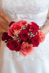 Bride with Bouquet of Roses