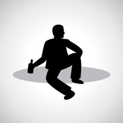Fototapeta premium Drunk Man Icon - Isolated On Gray Background - Vector Illustration, Graphic Design. Drunkenness Concept
