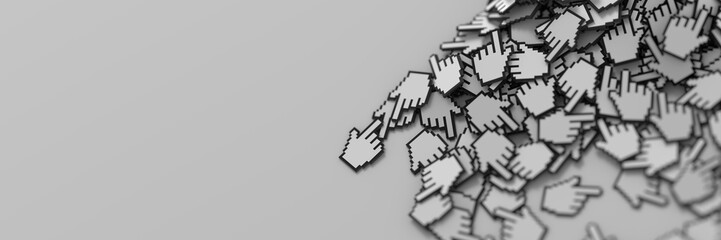 Hand cursor icon background, 3d render