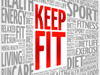 KEEP FIT word cloud, health concept background