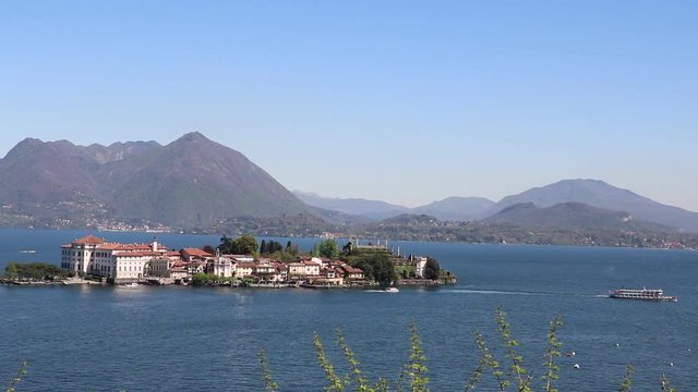 Ferry leaves the Isola Bella on Lake Maggiore, Italy