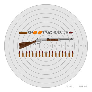 rifle, bullets, plates and target for marksmanship
