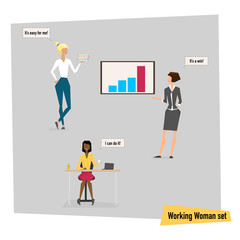 Set of women at office