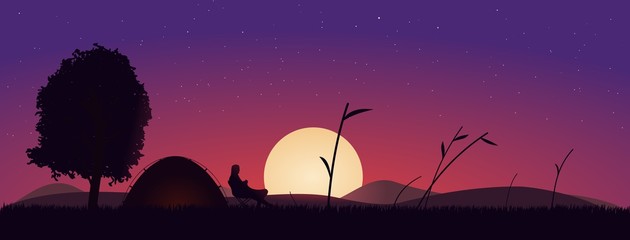 Camping Sonnenuntergang // Vektor