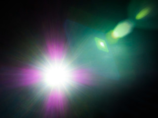 Lens flare of strong light source in the dark