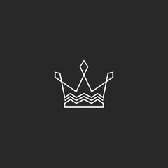 Tiara logo, crown monogram icon, royal emblem intersection thin line, decoration design element