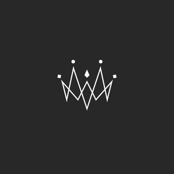 Monogram jewel crown logo, jewelry emblem mockup, linked thin lines style