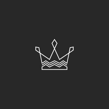 Tiara logo, crown monogram icon, royal emblem intersection thin line, decoration design element