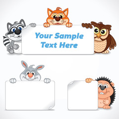Obraz premium Cute Zoo Animals with Banners and Labels