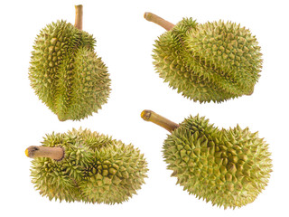 mature durian fruit isolated on white background