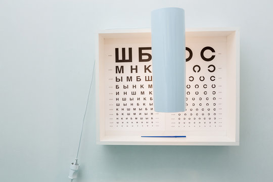Eye chart in ophtalmology cabinet