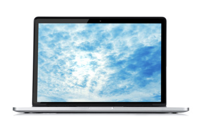 Laptop  isolated on white. Cloud storage concept