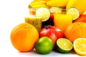 fresh fruit on a white background