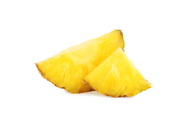 Slices of pineapple isolated on a white