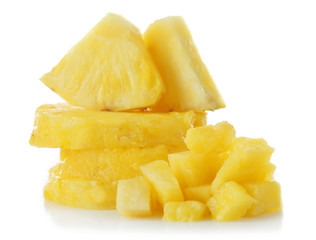 Sliced fresh pineapple isolated on white