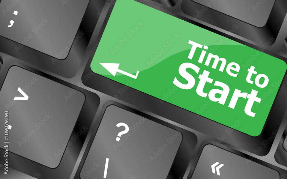 Poster time to start text button on keyboard keys. keyboard keys icon button vector