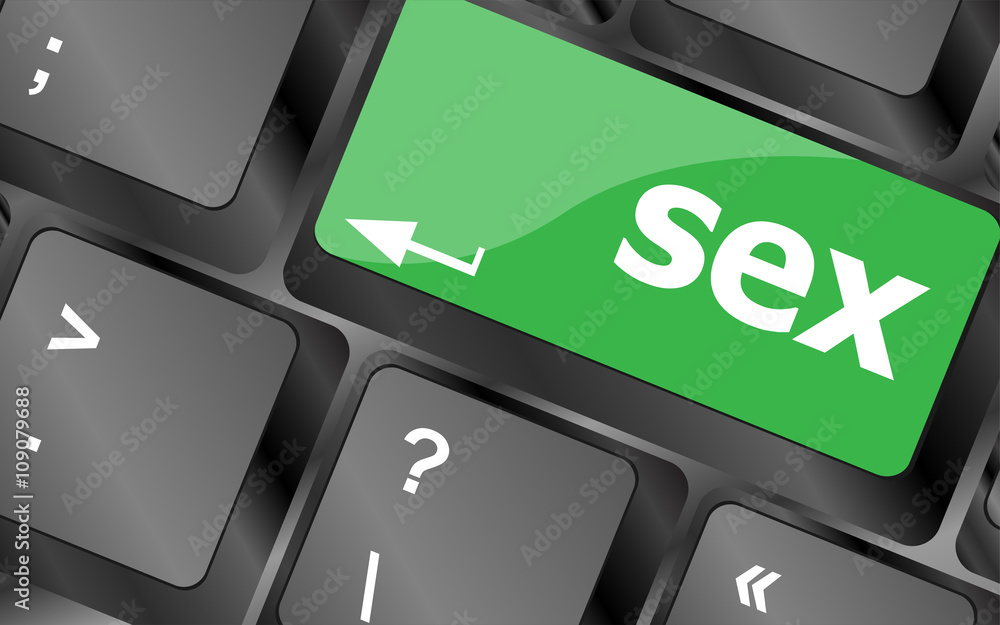 Poster sex button on laptop keyboard keys. keyboard keys icon button vector