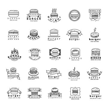 Burger Icons Set-Isolated On White Background-Vector Illustration,Graphic Design.Food Concept