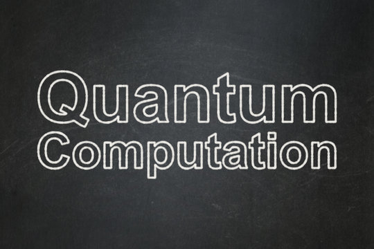 Science concept: Quantum Computation on chalkboard background