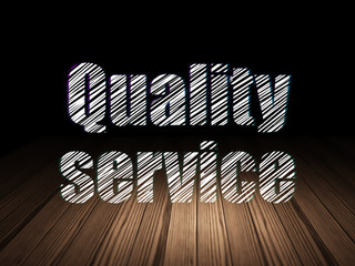 Business concept: Quality Service in grunge dark room