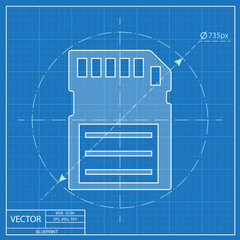 blueprint icon of memory card