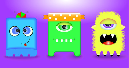 Funny monsters. 3 pieces. 