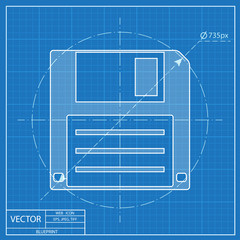 blueprint icon of hd diskette