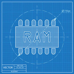 blueprint icon of memory chip