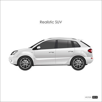 Realistic model of SUV on white background. Detailed drawing of