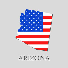 Map State of Arizona in American Flag - vector illustration.