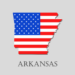 Map State of Arkansas in American Flag - vector illustration.
