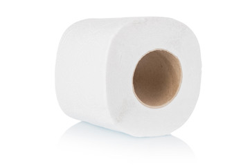 White paper napkins rolls on white background close-up.