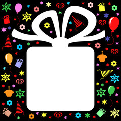 Happy Birthday multicolor card with gift