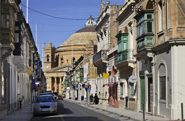 Fototapeta na wymiar Old street in Mosta. Malta