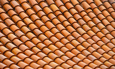 Asian brown ceramic roof tiles texture