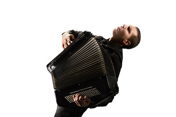 Accordion player. Photo shoot of classical musician