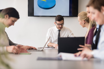 young business people group on team meeting at modern office