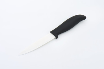 kitchen knife with black handle