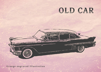 Old car. Hand drawn vector Illustration.