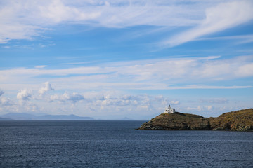 Greece - Idyllic seascape with lighthouse on Kea island 