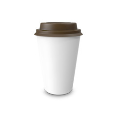 Mock-up take-out coffee in thermo cup. Isolated on a white.