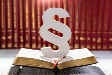 White wooden paragraph the symbol of law