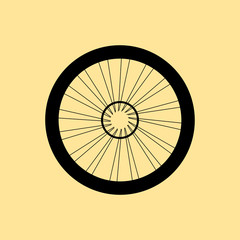 vector silhouette of a bicycle wheel with tyre and spokes