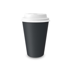 Blank paper coffee cup isolated on white background.