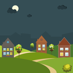 Naklejka premium Colorful Houses For Sale / Rent. Real Estate Concept.