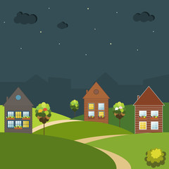 Naklejka premium Colorful Houses For Sale / Rent. Real Estate Concept.