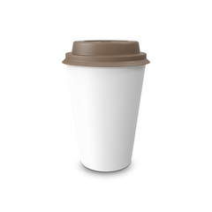 Blank paper coffee cup isolated on white background.