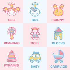 Pastel baby icons