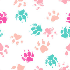 Materiał do szycia Vector seamless pattern with paw footprints of a dog